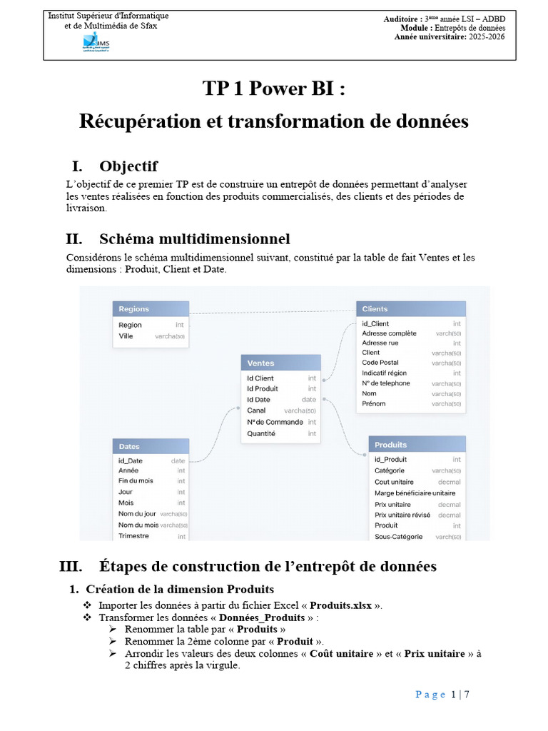 TP Power BI : Création d'un entrepôt de données | PDF | Microsoft Excel ...