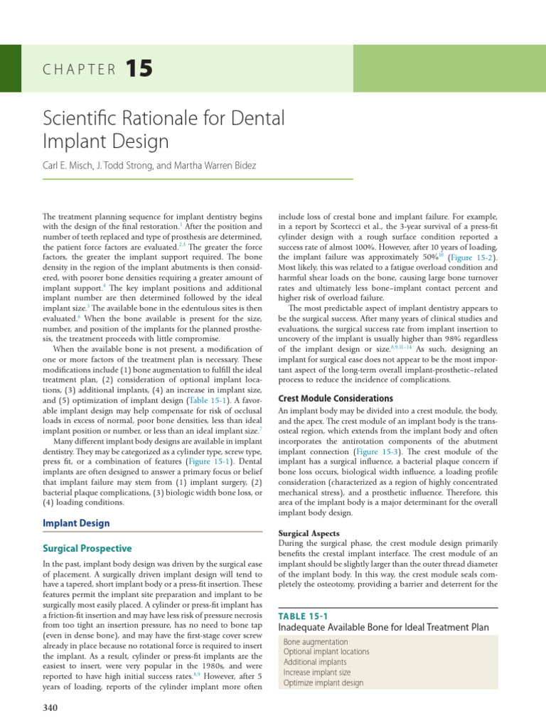 Scientific Rationale for Dental Implant | PDF | Dental Implant ...