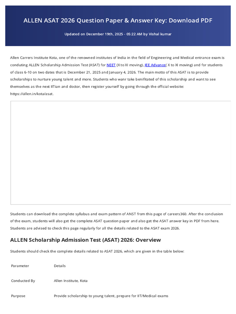 ASAT 2026 Question Paper & Answer Key PDF | PDF | Qualifications ...