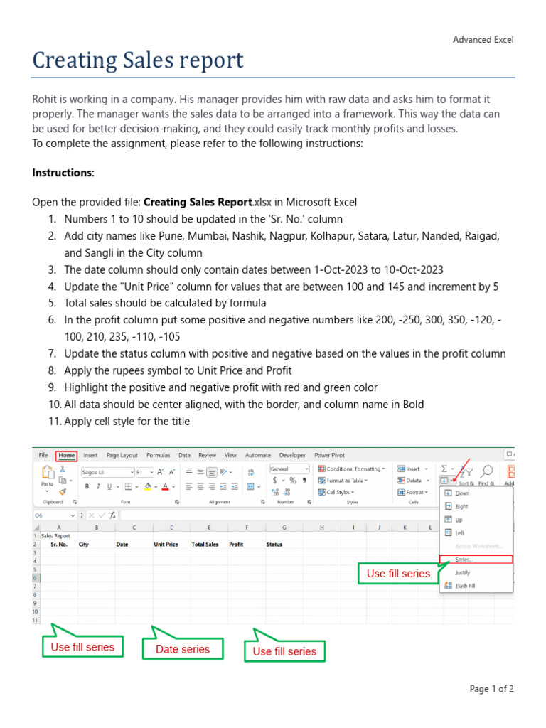 Create a Sales Report in Excel | PDF