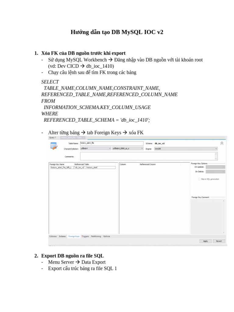 Hướng Dẫn Tạo Db Mysql Ioc v2 | PDF