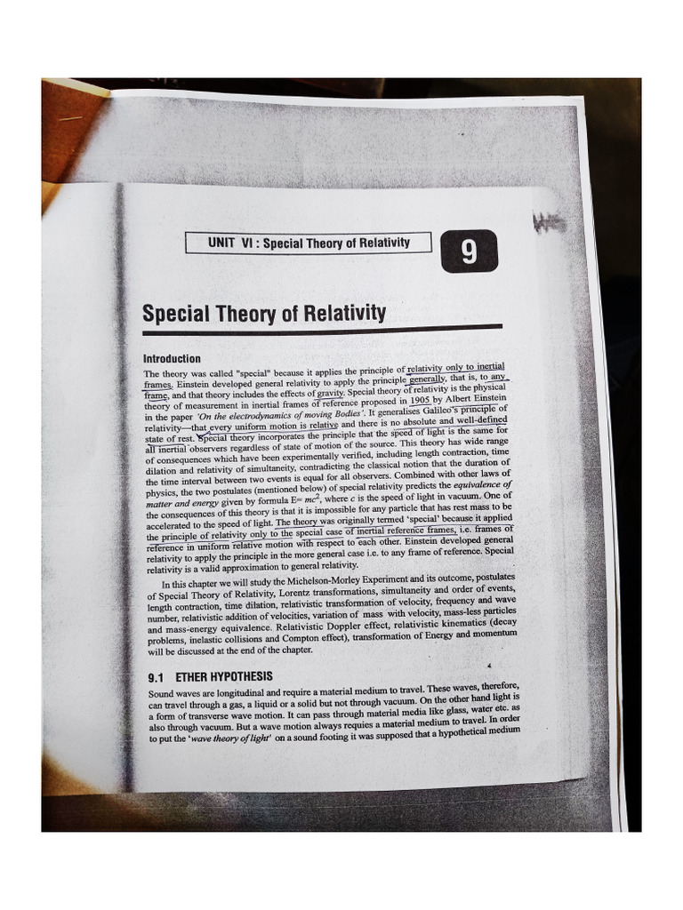 Special Theory of Relativity | PDF