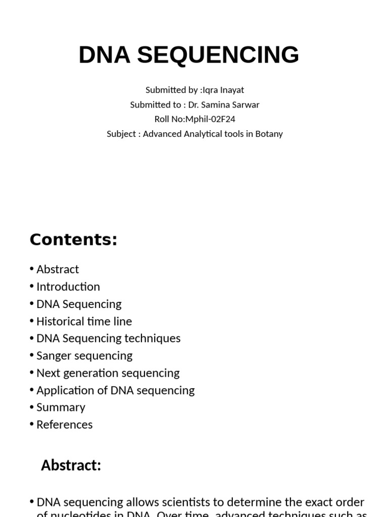 DNA Sequencing Techniques and Applications | PDF | Dna Sequencing | Gel ...