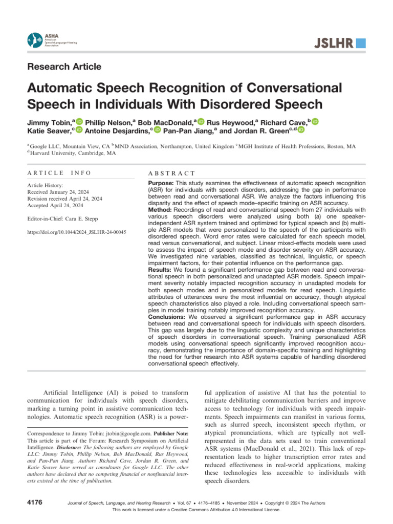 Tobin Et Al Automatic Speech Recognition of Conversational Speech in ...