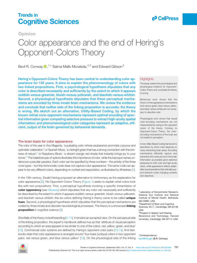End of Hering's Opponent-Colors Theory | PDF | Visual Cortex | Color