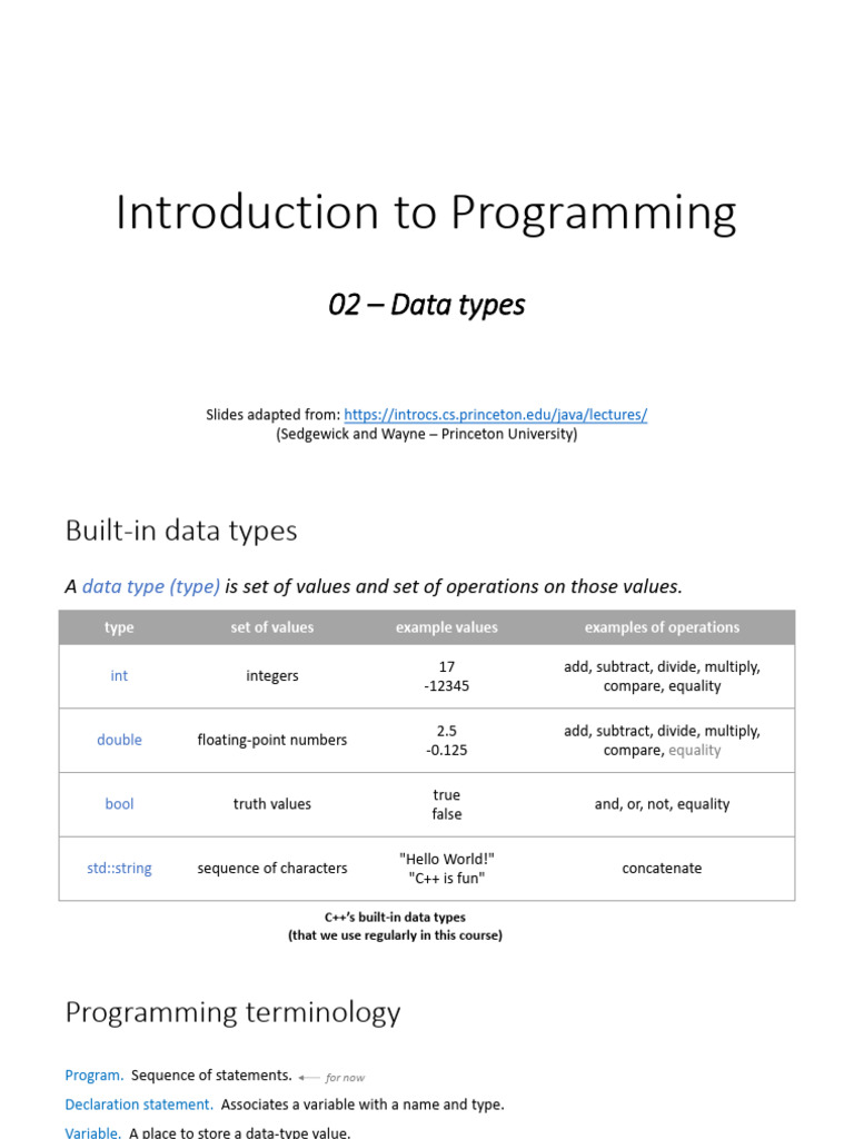 C++ Data Types and Operations Explained | PDF | Integer (Computer ...