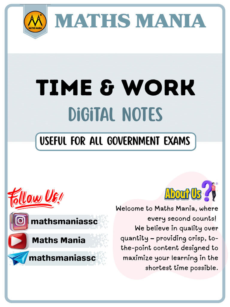 Time and Work Maths Mania | PDF