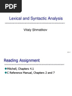 Lexical and Syntactic Analysis: Vitaly Shmatikov