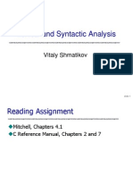 Lexical and Syntactic Analysis: Vitaly Shmatikov