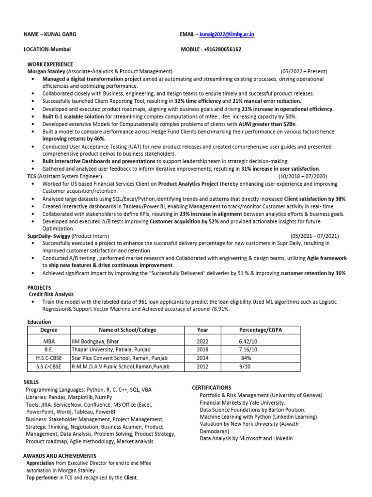 15. KUNAL_GARG_CV | PDF | Computing | Information Technology