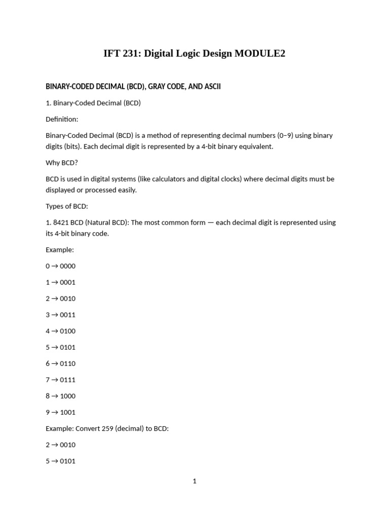 BCD, Gray Code, ASCII, and Boolean Algebra | PDF | Boolean Algebra ...