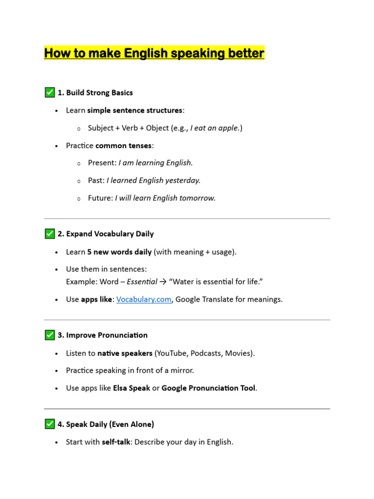 Improve English Speaking Skills Fast | PDF