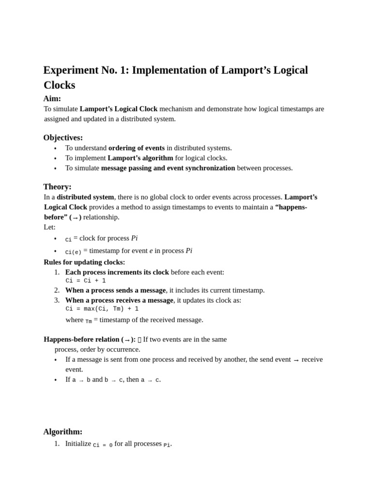 Lamport and Vector Clocks in Distributed Systems | PDF | Computer ...