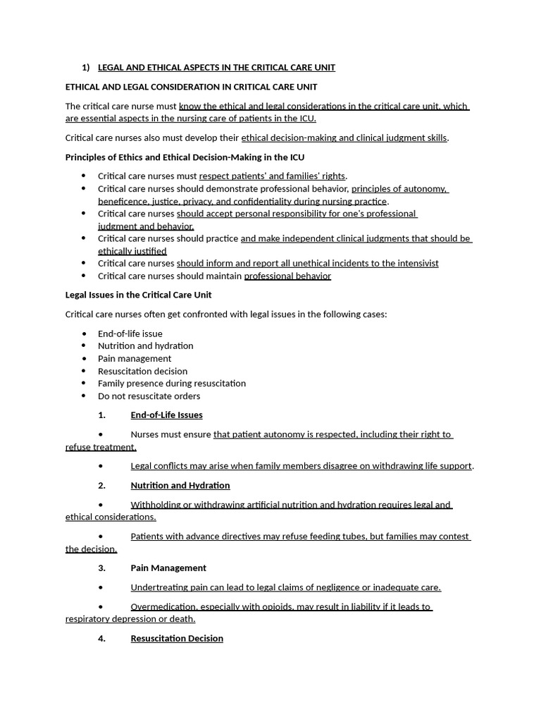 Legal and Ethical Issues in Critical Care | PDF | Palliative Care ...