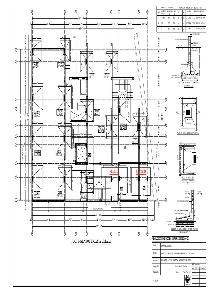 Footing Layout and Section Details | PDF | Tornadoes | Natural Events