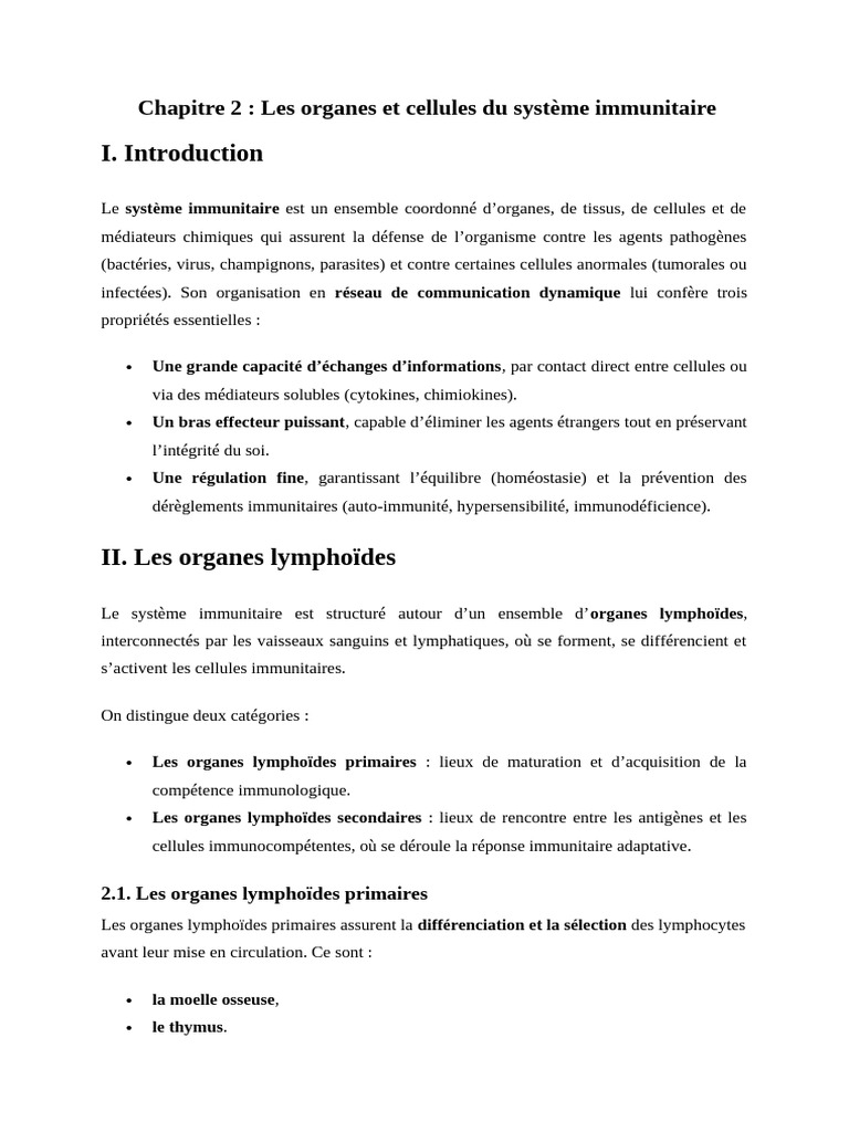 Organes et cellules du système immunitaire | PDF | Système immunitaire ...