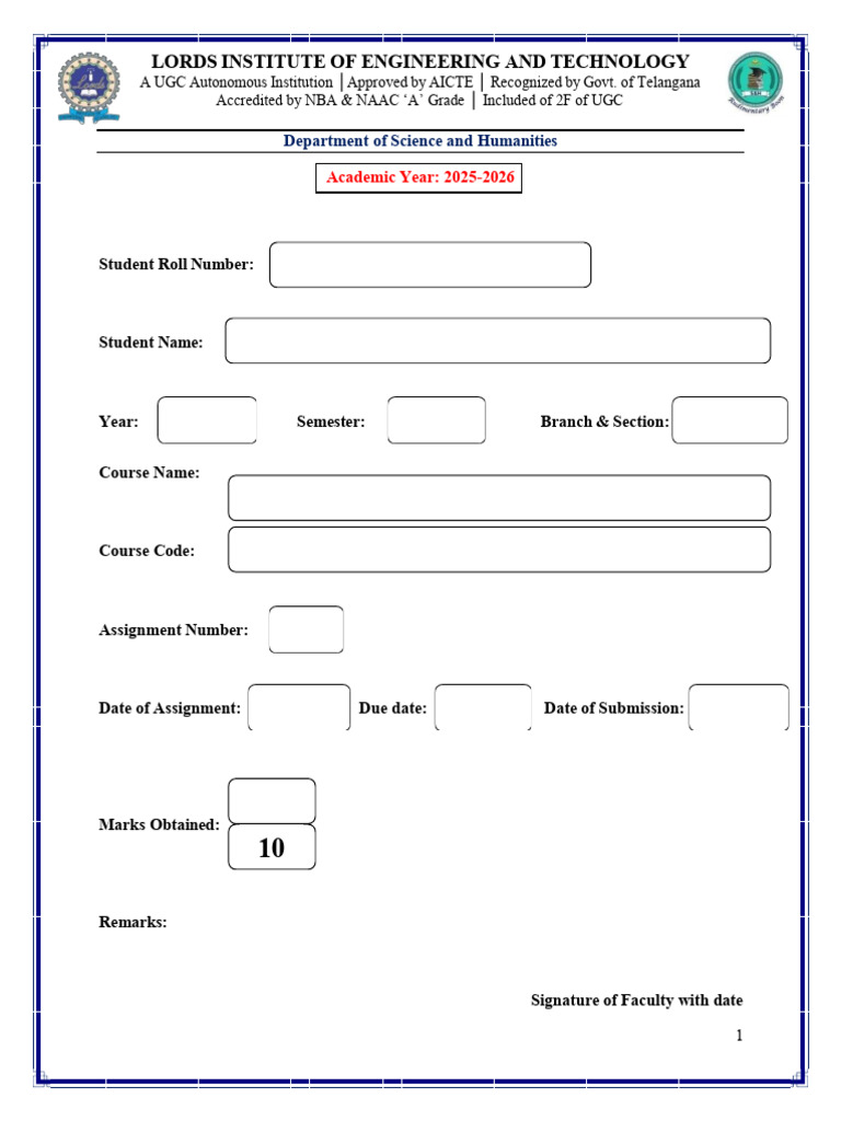 Engineering Assignment Submission Form | PDF