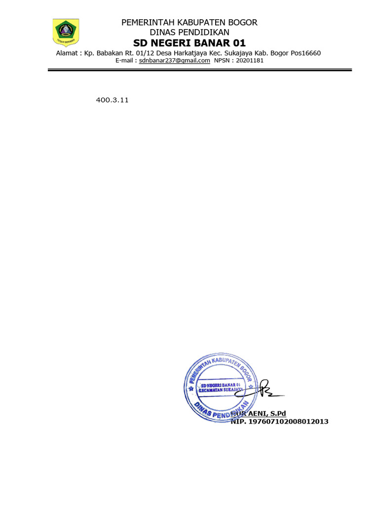 Undangan Pembagian Raport SDN Banar 01 | PDF