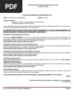 Plan de Mejoramiento Primer Periodo Excel