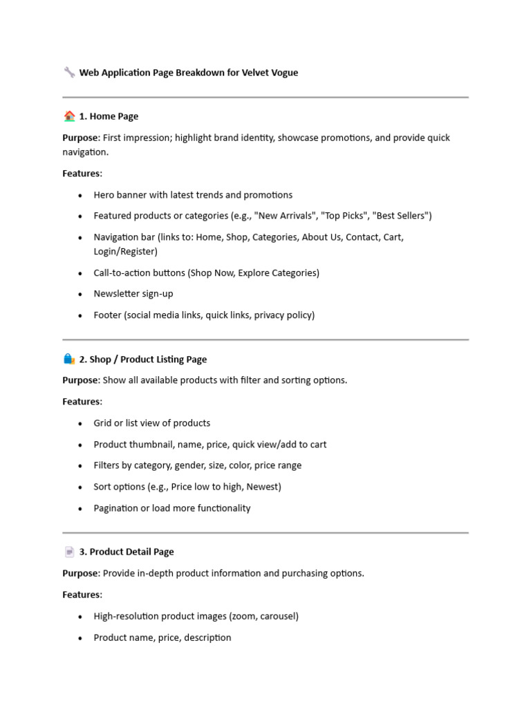 Web Application Page Breakdown for Velvet Vogue | PDF | Pay Pal | Computing
