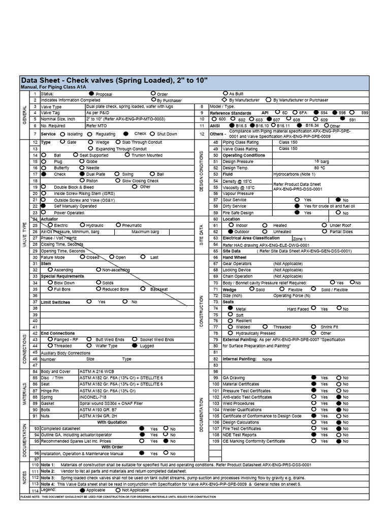 Check Valve Data Sheet: 2