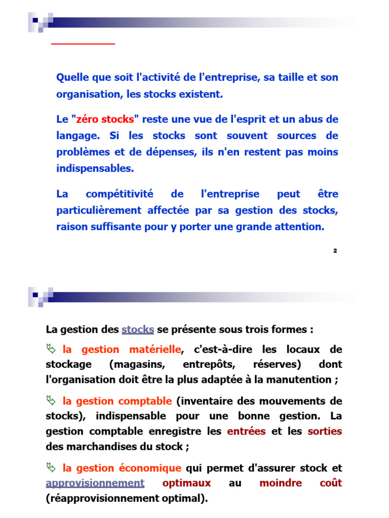 Gestion efficace des stocks en entreprise | PDF | Inventaire | Économie