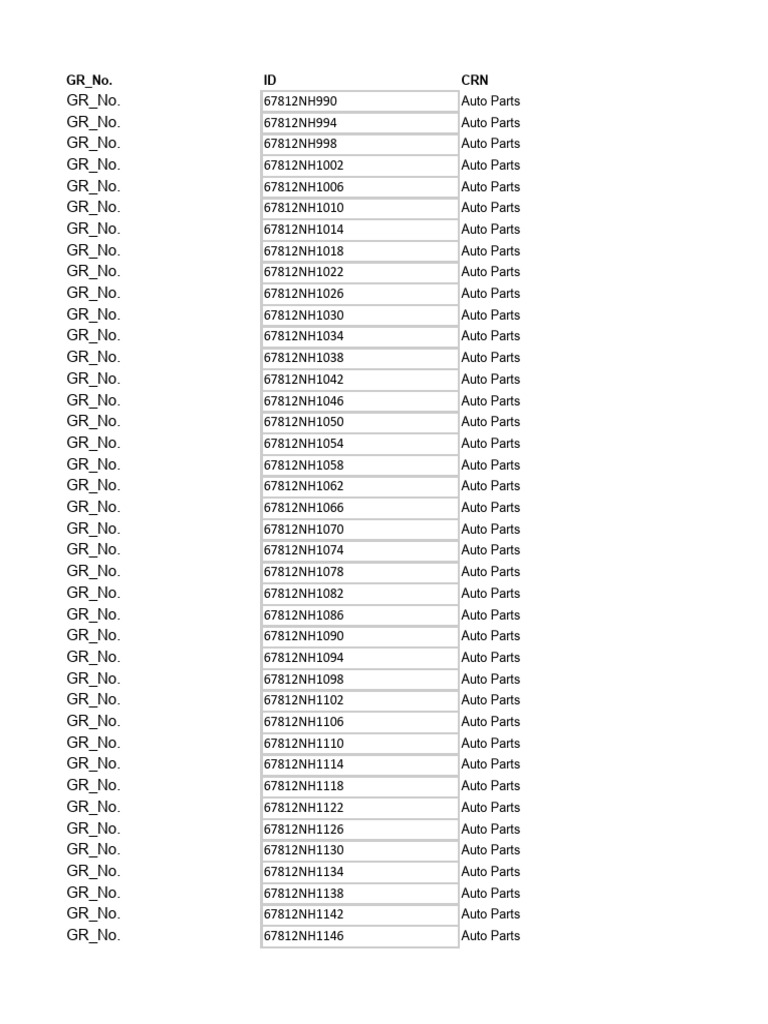 Auto Parts Inventory List | PDF