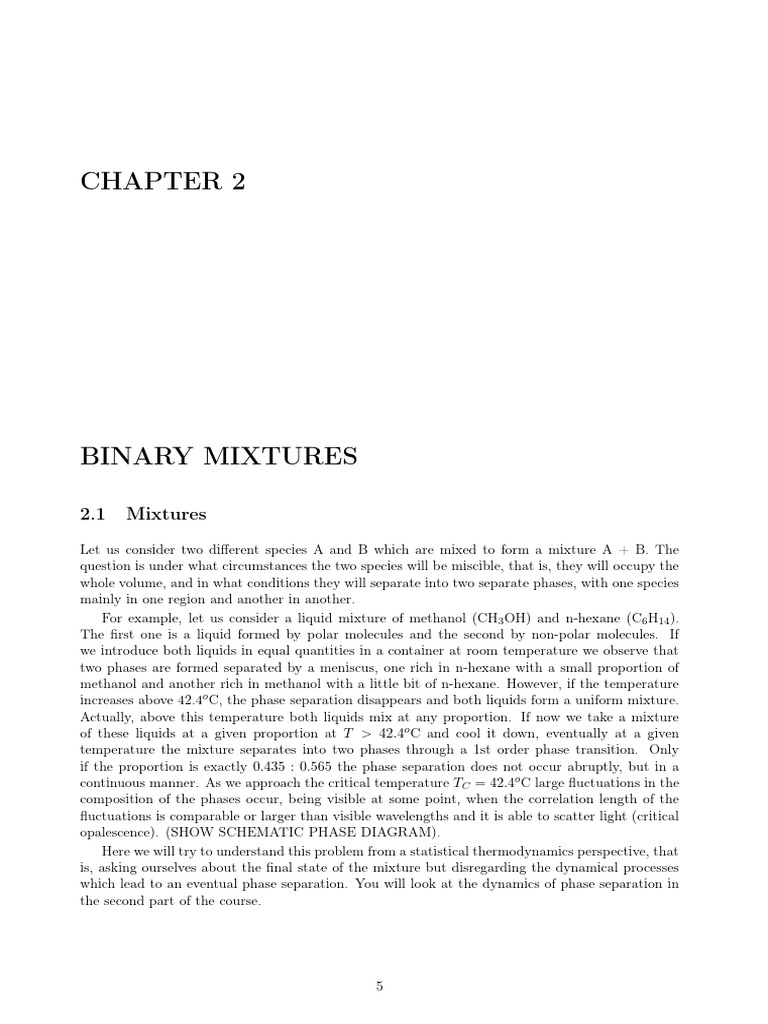 Understanding Binary Mixtures and Phase Separation | PDF | Phase ...