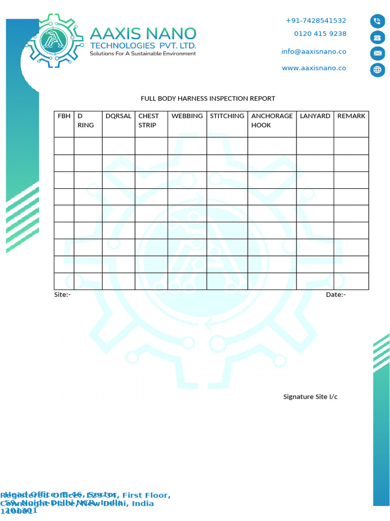 Full Body Harness Inspection Report | PDF