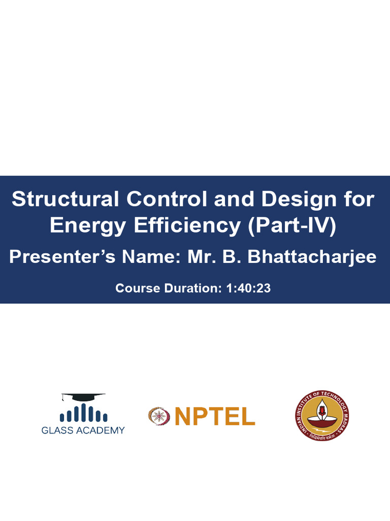 Structural Control and Design For Energy Efficiency - Part IV | PDF