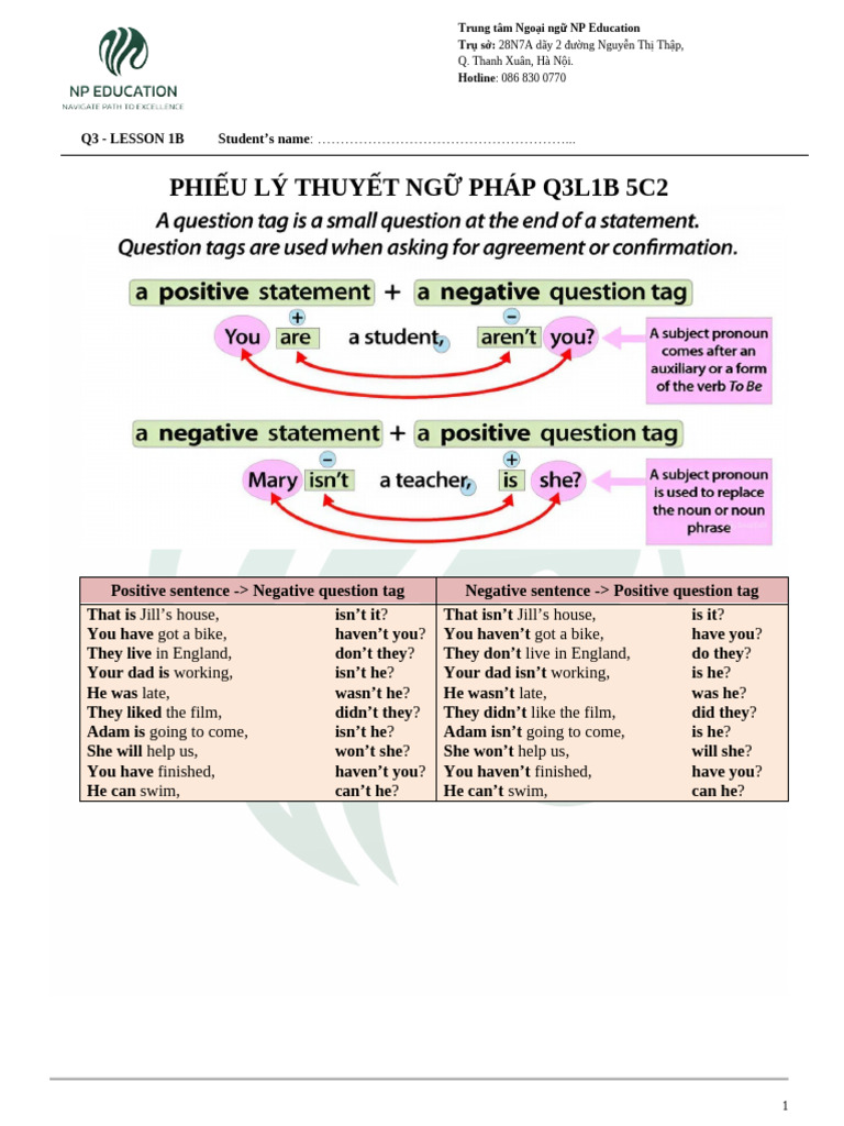 q3l1b - Grammar Notes (Gv) | PDF
