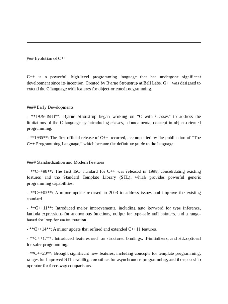 History and Features of C++ Programming | PDF | Pointer (Computer ...