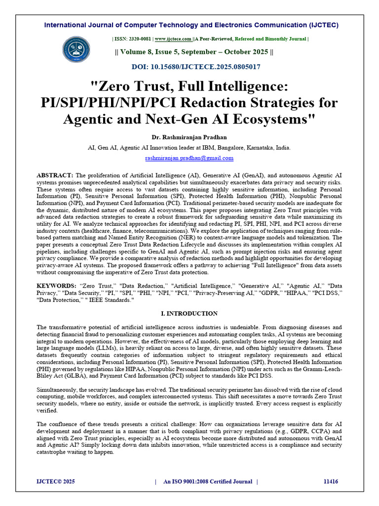 Zero Trust Data Redaction for AI Security | PDF | Artificial ...