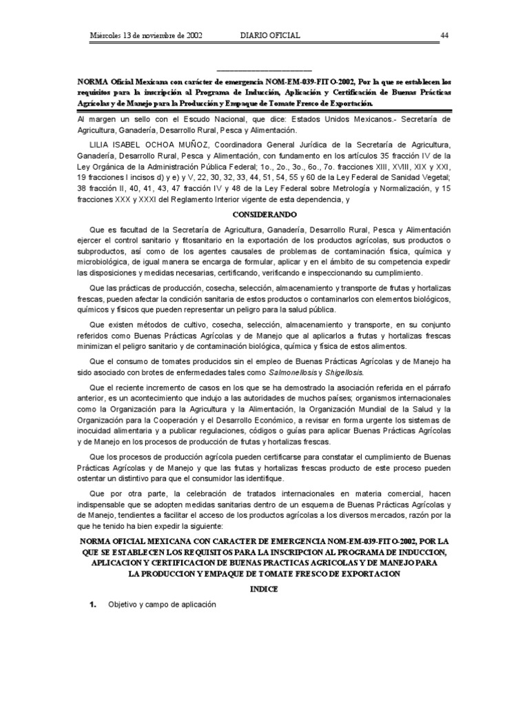 Nom em 039 Fito 2002 | PDF | Agricultura | México