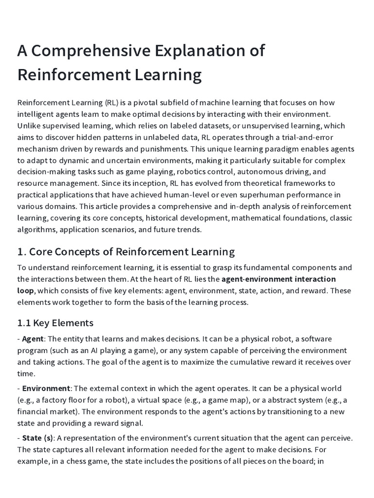 A Comprehensive Explanation of Reinforcement Lear | PDF | Applied ...