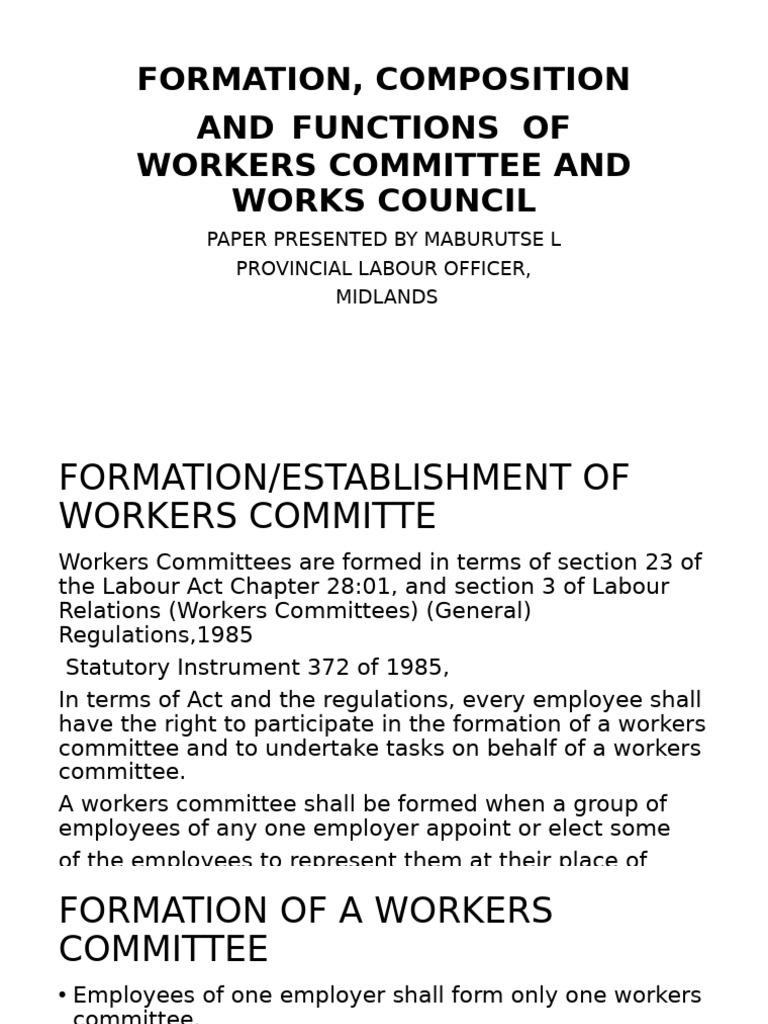 Workers Committee and Works Council Guide | PDF | Employment ...
