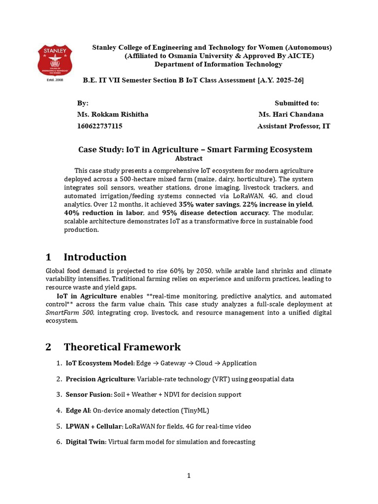 Class Assessment- IoT | PDF | Agriculture | Internet Of Things