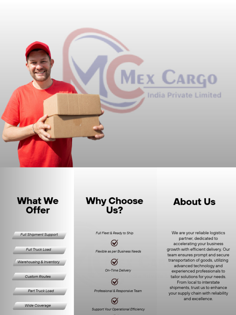 Red and Brown Modern Logistic Promotion Trifold Brochure | PDF