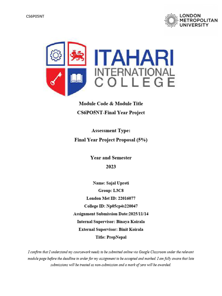 Final Year Project Proposal: PrepNepal | PDF | Databases | Software ...