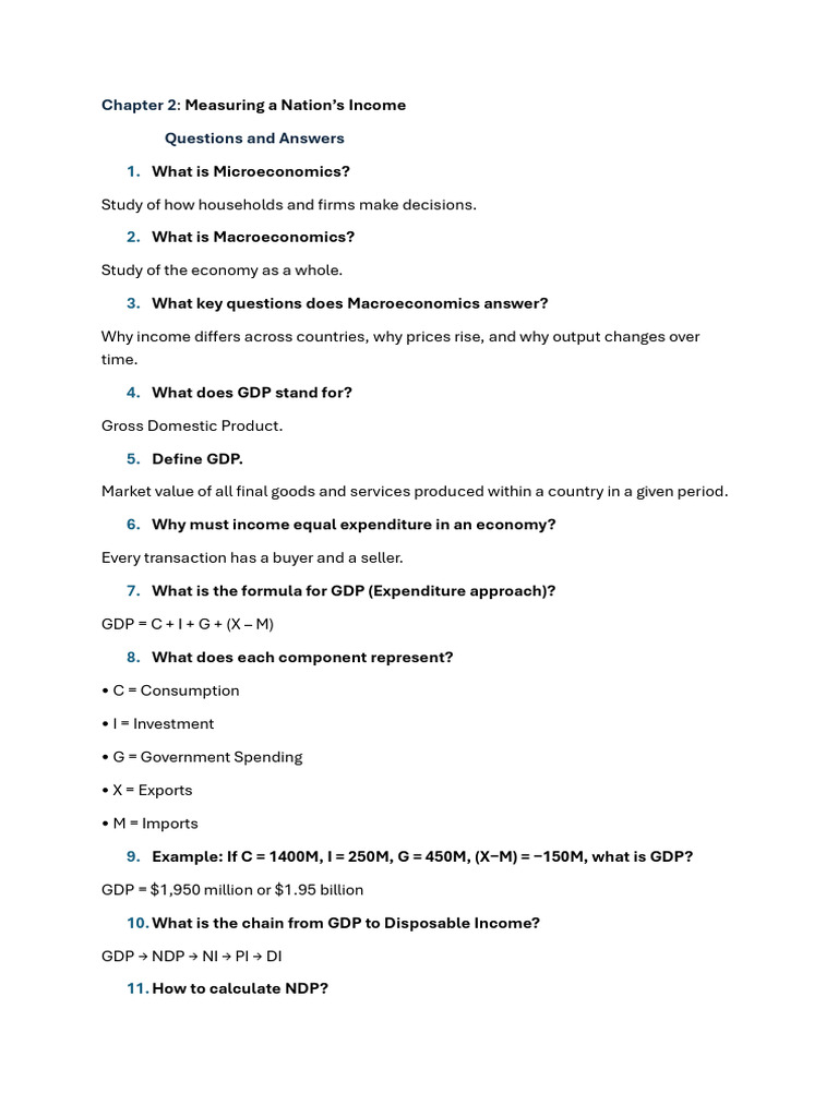 Chapter 2 Q&A | PDF | Gross Domestic Product | Macroeconomics