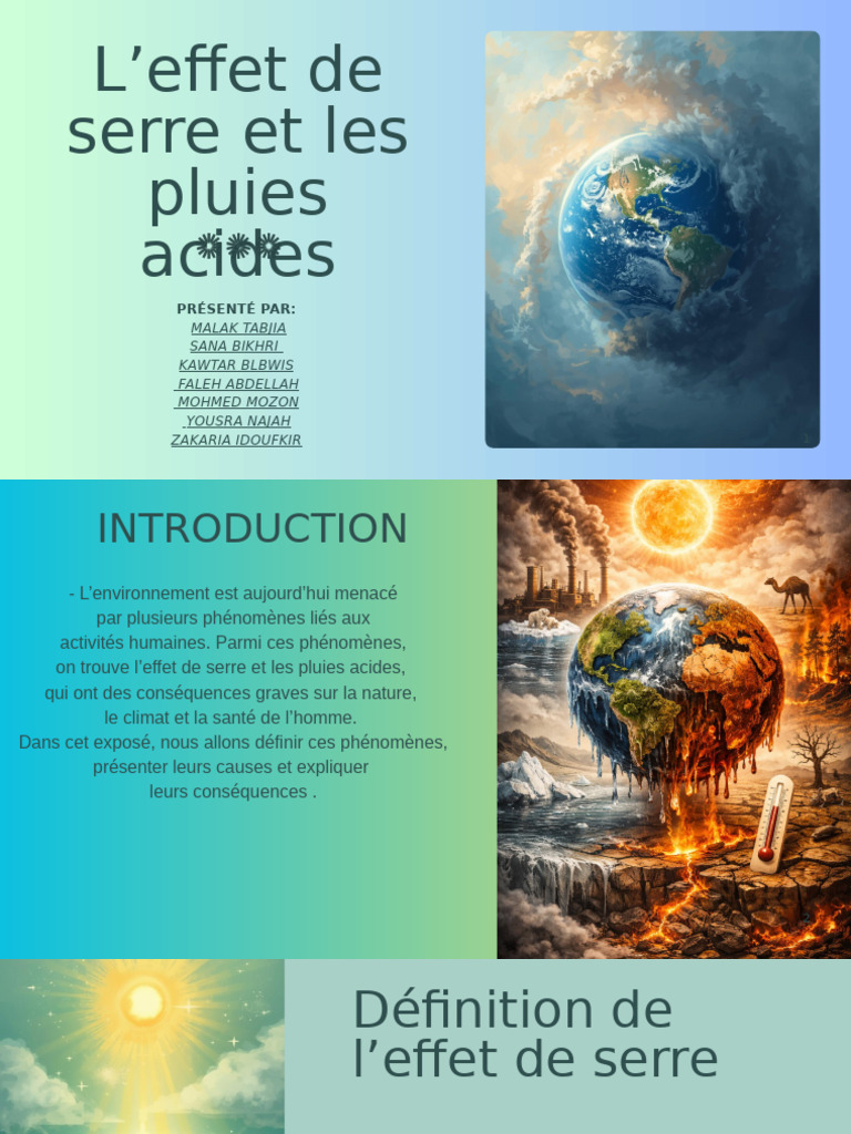 Effet de serre et pluies acides : impacts environnementaux | PDF ...