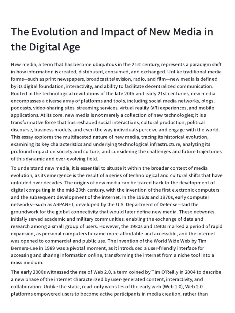 The Evolution and Impact of New Media in the Digi | PDF | New Media ...