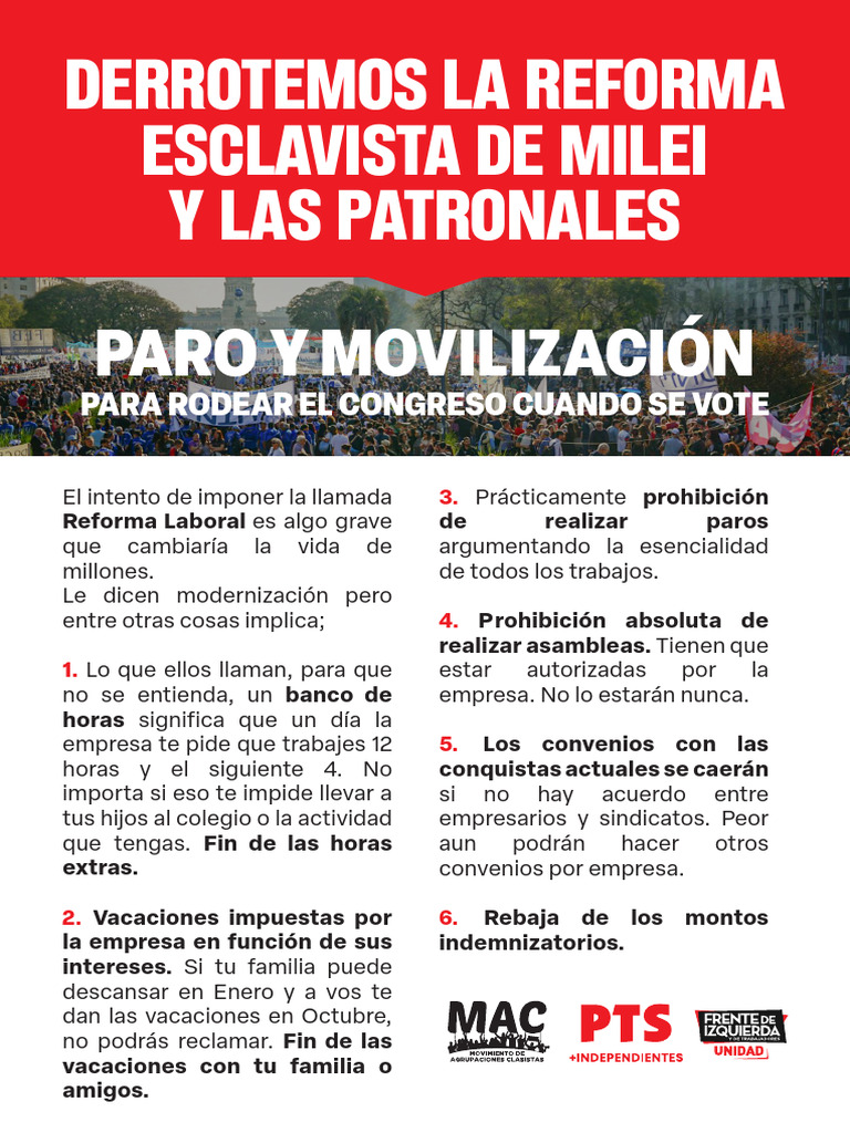 Derrota a la Reforma Laboral Esclavista | PDF