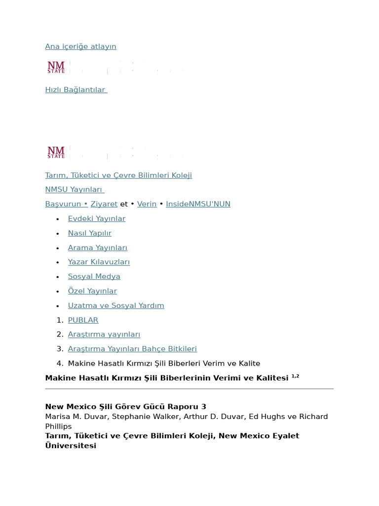 Makine Hasatlı Kırmızı Şili Biberlerinin Verimi Ve Kalitesi 1,2 | PDF