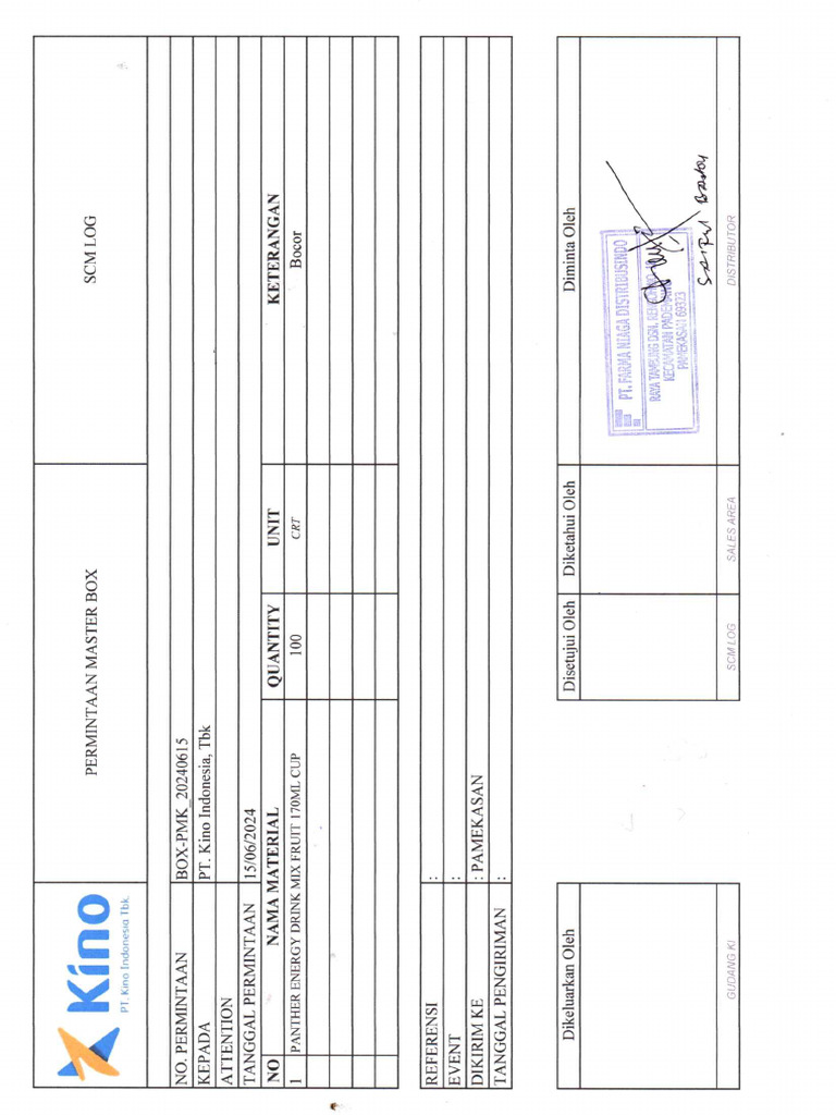 Form Permintaan Master Box | PDF