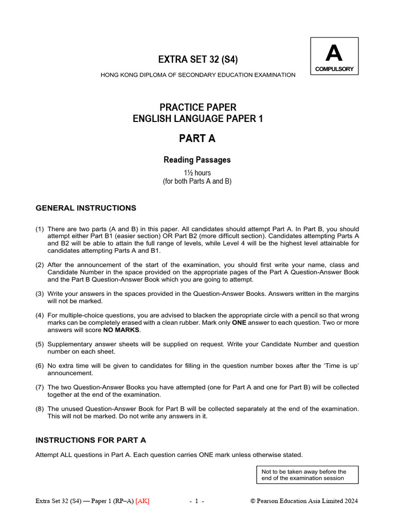HKDSE English Practice Paper 1 | PDF | Waste
