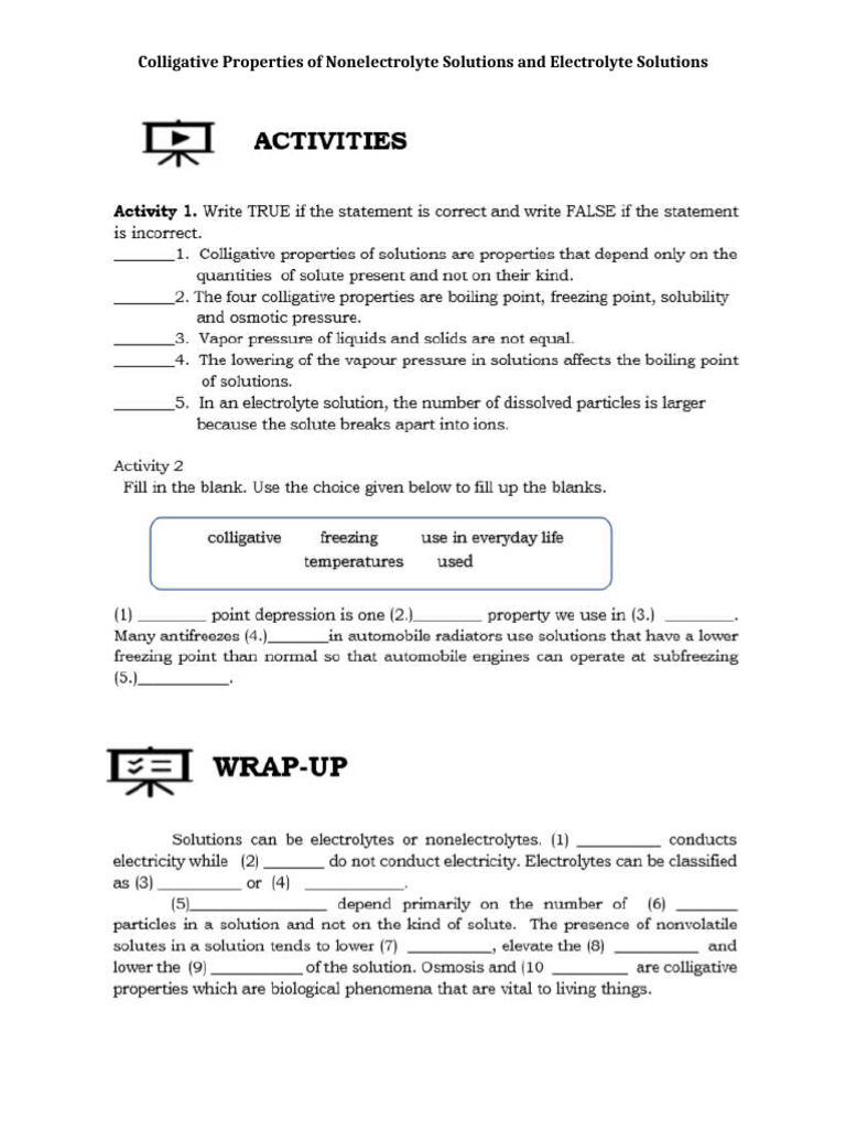 LAS Colligative Properties of Nonelectrolyte Solutions and Electrolyte ...