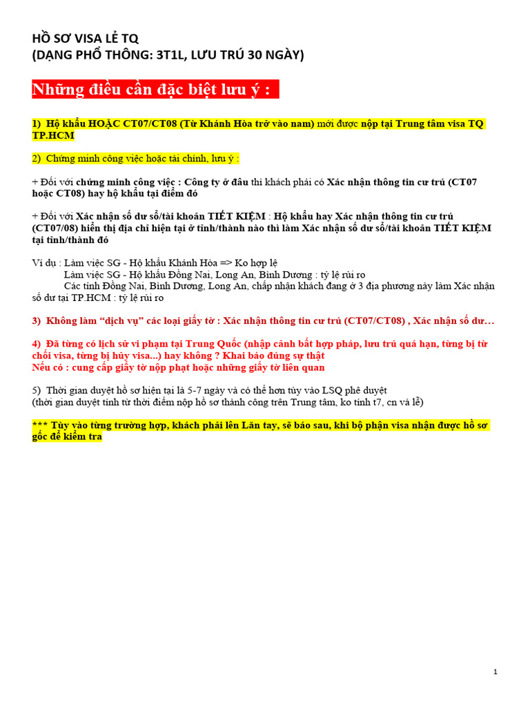 THỦ TỤC XIN VISA TRUNG QUỐC (1) | PDF