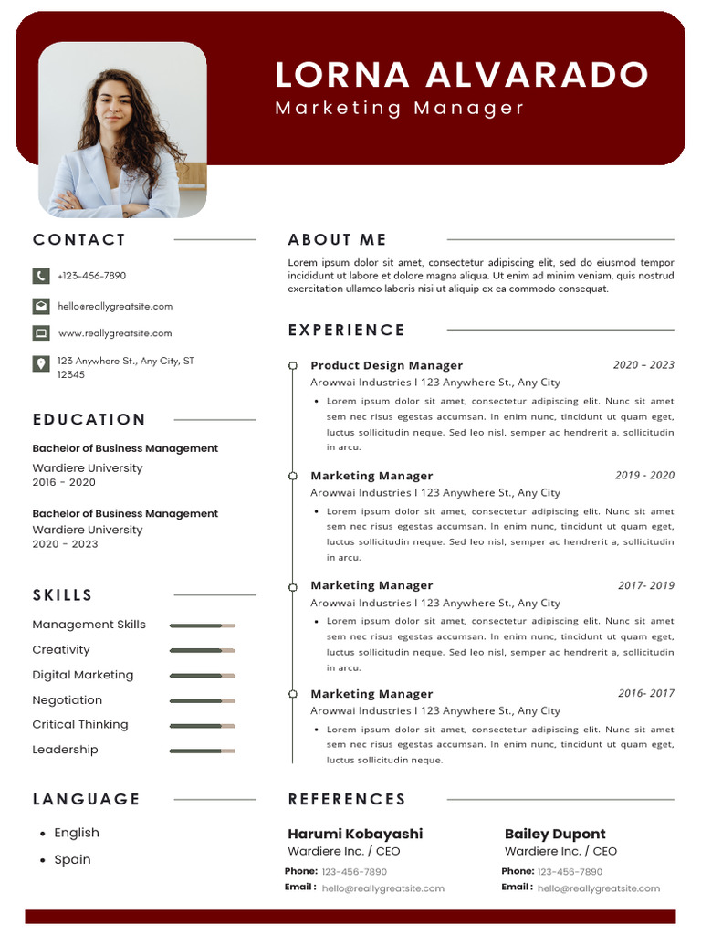 Red Simple Professional Modern CV Resume | PDF