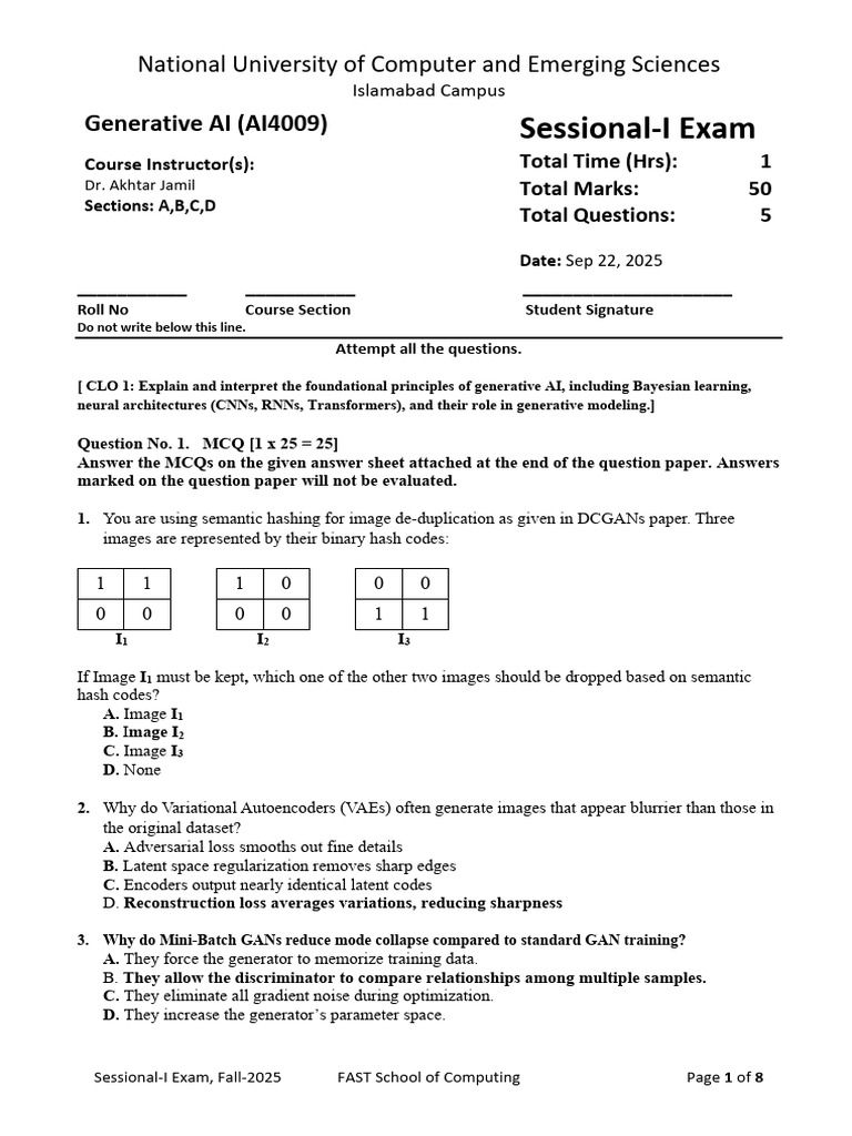 Generative AI Exam Questions 2025 | PDF | Learning | Computational ...
